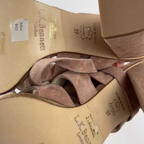 L.K. Bennett Seline Pink Suede Strap Tie Sandals - Picture 15 of 16